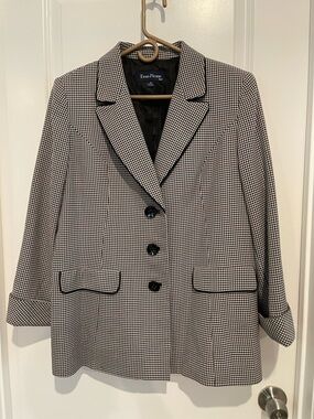 Evan Picone Black and White Mini Houndstooth Blazer
